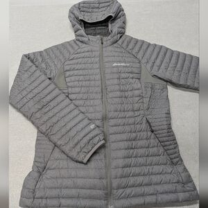 Eddie Bauer First Ascent Storm 800 Down Hooded Jacket Women's M Gray
